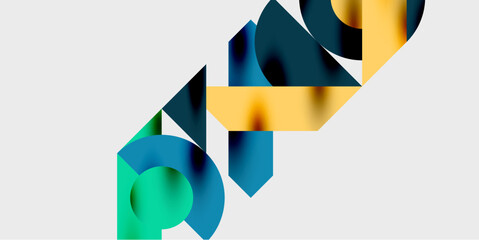 Detailed composition of circles, semicircles, and triangles with glossy effects and smooth gradients. A sleek and modern vector design for creative and tech-inspired projects