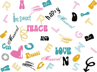 peace and love seamless pattern , urban letters hand drawing  textile texture , graffiti letters seamless pattern, ink print distress background, Seamless hand writing. 
Seamless slogan handwriting