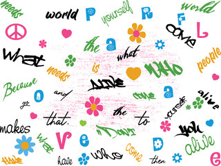 Seamless hand writing, flowers seamless pattern floral.  urban love letters hand drawing  textile, graffiti letters seamless pattern, Abstract seamless pattern love icon. 
Seamless slogan handwriting 