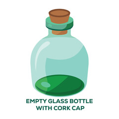 Illustration of Empty Glass Bottle With Cork Cap on white