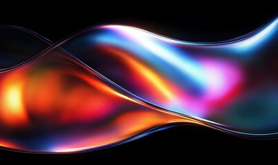 Fototapeta premium Vibrant Abstract Composition Smooth Reflective Curves High Gloss Neon Lighting Effects Digital Surrealism