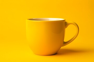 Yellow coffee cup on a yellow background