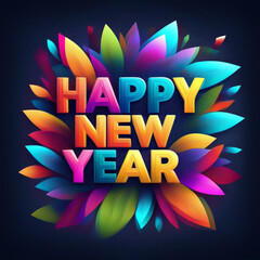 happy new year greeting in colorful text effect