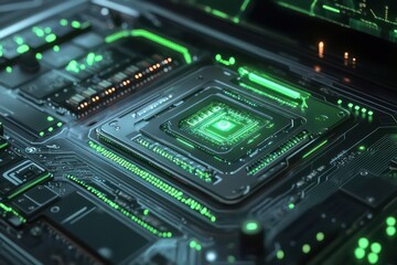 A close-up of a gaming laptop with an NVIDIA AI chip inside, running a high-end game with realistic graphics, demonstrating the power of AI in enhancing gaming experiences.