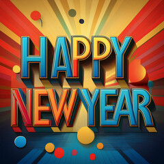happy new year greeting in colorful text effect