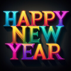 happy new year greeting in colorful text effect