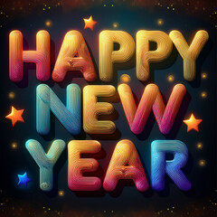 happy new year greeting in colorful text effect
