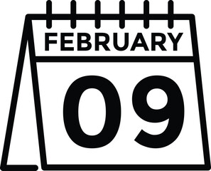 February 9 on calendar icon vector. Calendar vector icon. Deadline. Date. 
