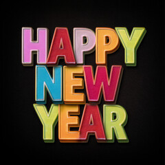 happy new year greeting in colorful text effect