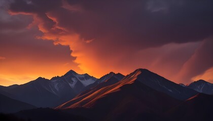 Mountain Background Mount Everest Sunset Sunrise Landscape Natural Beauty Peaks Hills Volcano View