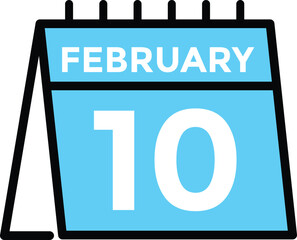 February 10 on calendar icon vector. Calendar vector icon. Deadline. Date. 
