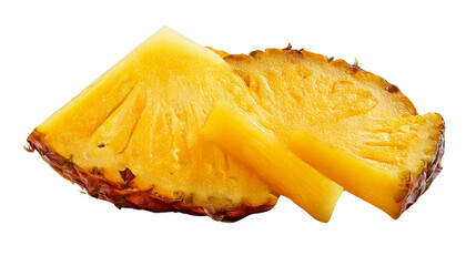 Juicy Pineapple Fruit Slice Isolated on White Background