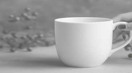Woman's Hand Holding a Blank White Mug