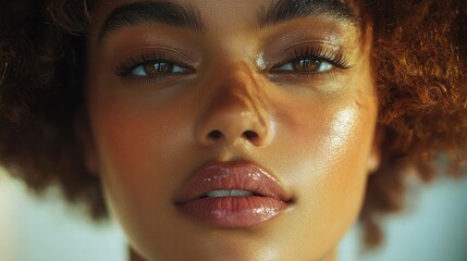 Close-Up Portrait of Textured Hair in Natural Light Emphasizing Beauty Wellness Skincare and Holistic Lifestyle
