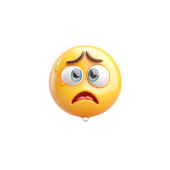 PNG sad emoji with watery eyes and a heavy heart, symbolizing deep sorrow or emotional pain. Perfect for stock images representing sadness, heartbreak, empathy, and emotional expression 