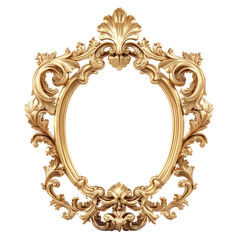 Ornate Golden Frame on Transparent Background
