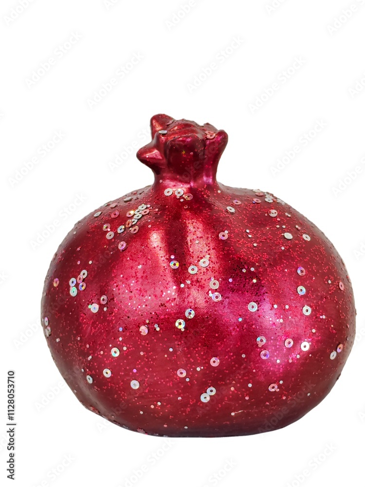 Poster a red and sparkly ball with a shiny surface