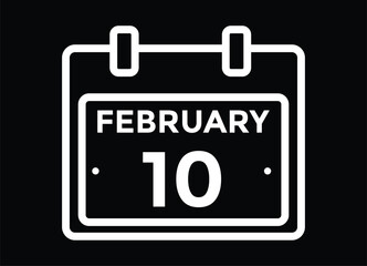 February 10 on calendar icon vector. Calendar vector icon. Deadline. Date. 
