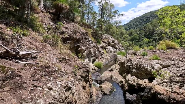Kondalilla Falls Waterfall in the Lush Rainforest of Sunshine Coast Hinterland, Queensland &ndash; Hiking in Kondalilla National Park