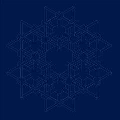 Abstract geometric background with isometric. Digital cube isometric on blue background.