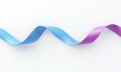 Blue and purple ribbon swirl on white background.