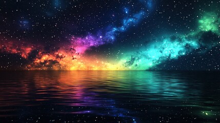 Fototapeta premium Starry Sky with Aurora Reflections