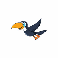 Pastel Toucan Design on White Background Toucan Flying Isolated on white Background