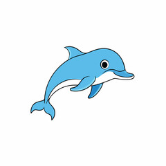 Vector illustration of cute cartoon dolphin isolated. background white