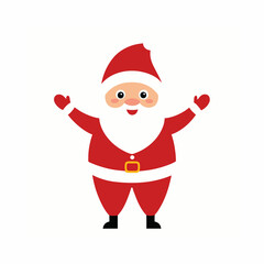 Cartoon Santa Claus in a red suit waving hello, set against a simple white background. isolated on white background