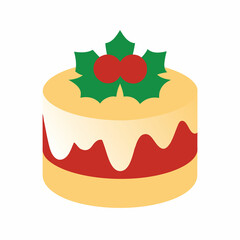 cake isolated on white background Japanese Christmas cake, a light sponge cake with whipped cream and strawberries, isolated on white background.