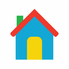  Blue and red and green and yellow toy house isolated on white background white