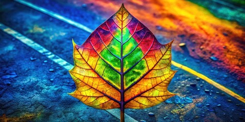 Abstract Leaf Illustration with Road Sign - Nature Meets Direction, Symbolizing Journey, Growth, and Change - Perfect for Conceptual Art, Nature Themes, and Environmental Awareness