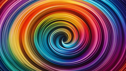 Obraz premium Abstract Rainbow Spiral: A captivating abstract design featuring a vibrant rainbow spiral, swirling inwards with mesmerizing depth. The colors blend seamlessly.