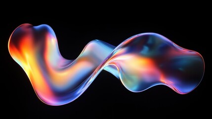 Futuristic Abstract Liquid Sculpture Iridescent Colors Flowing Design 3D Render