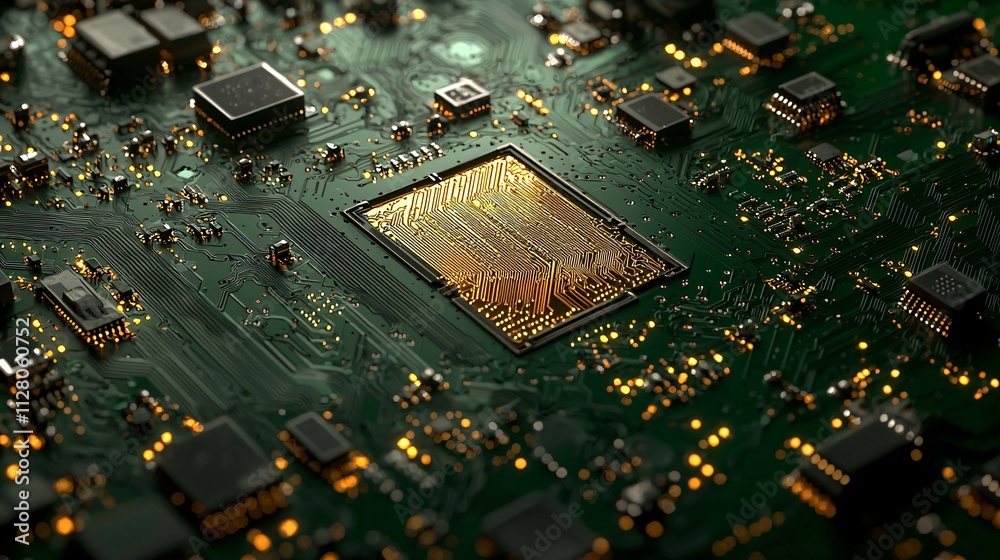 Aufkleber A collaborative lab showcasing advancements in miniaturization and microelectronic efficiency Stock Photo with side copy space