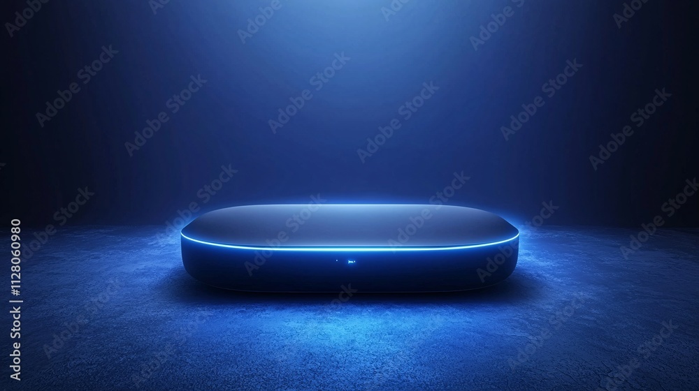 Poster A futuristic device showcasing the seamless integration of microelectronic IoT technology Stock Photo with side copy space