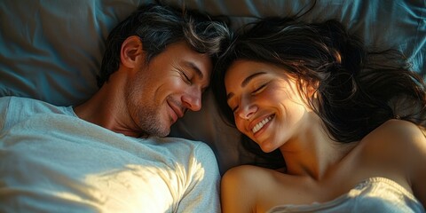 Senior Couple Enjoying Morning Affection Together in Stylish Apartment Bonding and Chatting in Bed