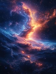 Fototapeta premium Stunning Milky Way Galaxy Cosmic Scene with Colorful Nebulae and Stars