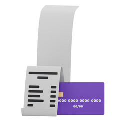 3D Illustration of Digital Receipt and Payment Card