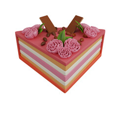 3D icon cake valentine day rendered or cake happy birthday