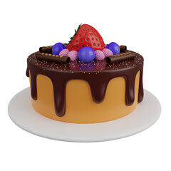 3D icon cake valentine day rendered or cake happy birthday
