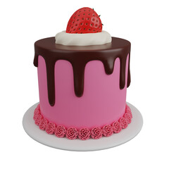 3D icon cake valentine day rendered or cake happy birthday