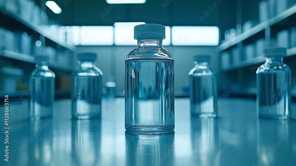 Poster A state-of-the-art lab where regenerative tissue samples are being cultured Stock Photo with side copy space