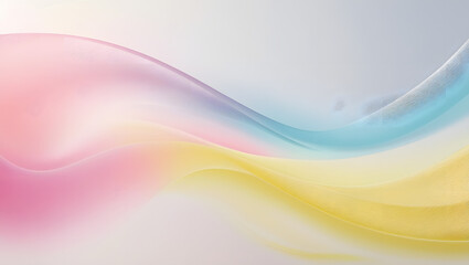 Fototapeta premium Abstract Pastel Flow: A soothing and calming abstract design featuring a vibrant wave of pastel pink, yellow, and blue hues flowing across a soft, gradient background. 