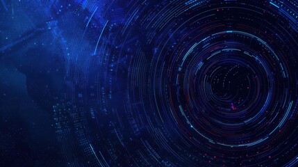 Abstract Blue Circular Data Stream Visualization