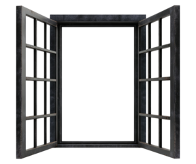 Metallic window isolated on transparent background
