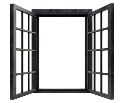 Metallic window isolated on transparent background