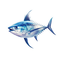 Obraz premium Bluefin Tuna Swimming in the Deep on Transparent Background