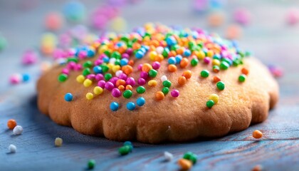 "Colorful Sprinkles on a Biscuit Delight"