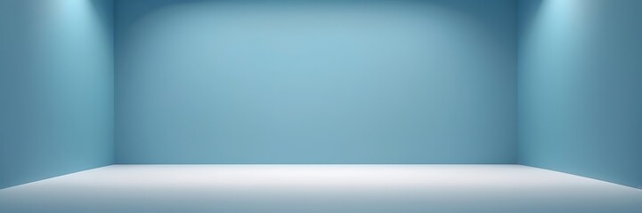 Minimalist Modern Interior with Empty Display Area on Gradient Blue Background
